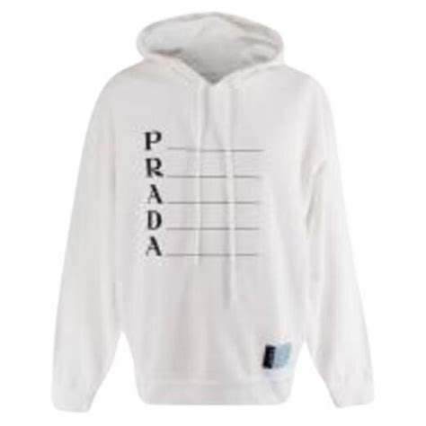 prada white sweat suit|White/silver Cotton hoodie .